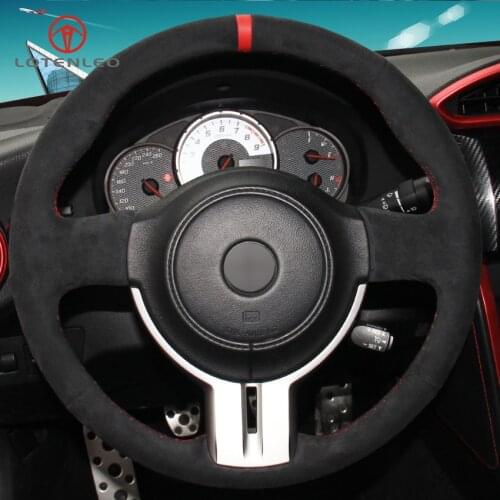 LQTENLEO Black Suede DIY Hand-stitched Car Steering Wheel Cover for Toyota 86 Subaru BRZ