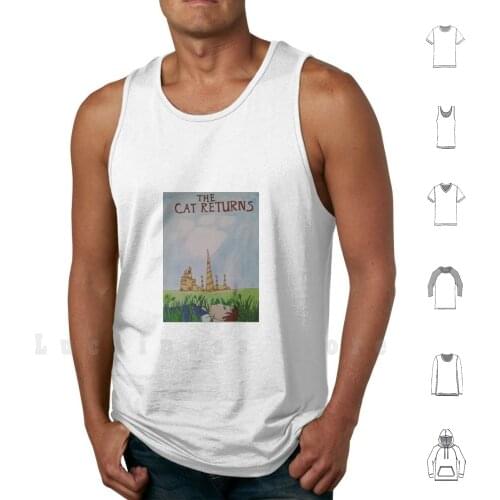 The Cat Returns tank tops vest 100% Cotton Studio Ghibli The Cat Returns Anime Japanese Animation Hayao Miyazaki Haru The Baron