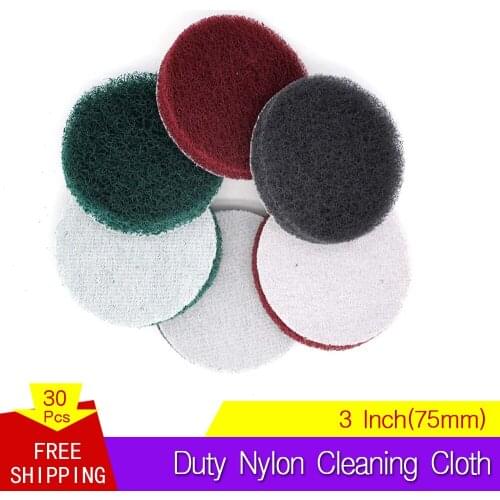 30 PCS 3 Inch Multi-purpose Flocking Scouring Pad 240-800 Grit Industrial Heavy Duty Nylon Cloth for Polishing & Grinding