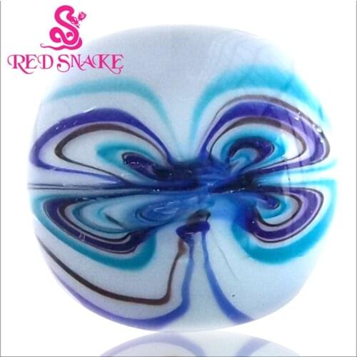 RED SNAKE Fashion Ring Handmade white grounding with blue decorative patte drawing Murano Glass Rings