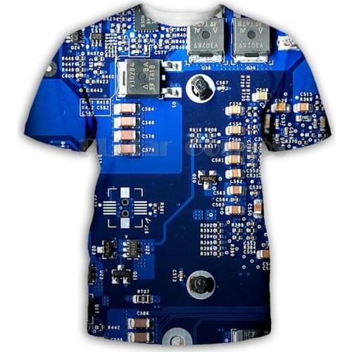 Mens Womens Electronic Chip Hip Hop T-shirt Full 3D Printed Short Sleeve Shirt Harajuku Punk Style Unisex 2021