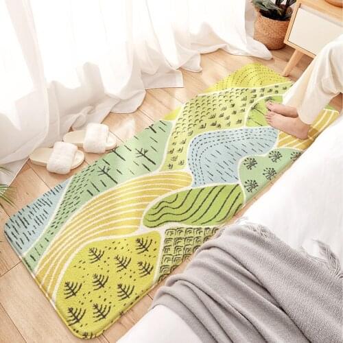 Flower Printed Soft Lamb Velvet Home Bedroom Long Carpet Bedside Tatami Rug Non-slip Living Room Sofa Floor Mat