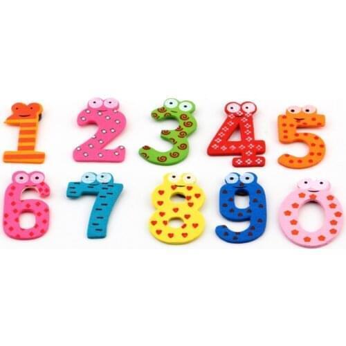 Set of 10 Number Wooden Cute Fridge Magnet Kid Baby Education Learning Toy Gift (Random Color)