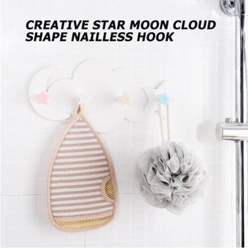 Nail-free Wall Hanger Creative Star Moon Cloud Shape Clothes Hook Storage Towel Hook For Bathroom Decoration Kitchen Accessories
