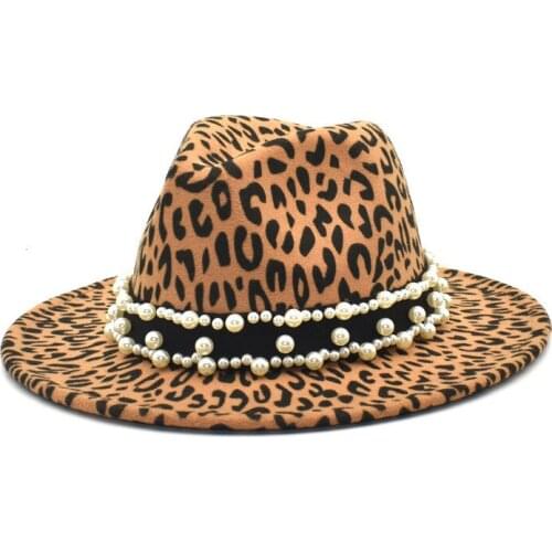 2021 The New Chapéus De Inverno Fedora Para Mulheres Moda Plana Ampla Borda Panamá Lã Feltro Jazz Fedora Chapéus Para Homens Leo