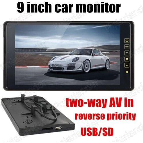 New Arrival reverse priority 9 inch TFT LCD Car Monitors for DVD Reverse Camera car accessories 2-channel video input