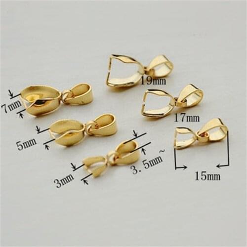 ACLOVEX 10pcs Stainless Steel Necklace Bails Pendants Connectors Clips Gold Color Charm Clasps For Diy Jewelry Making Findings