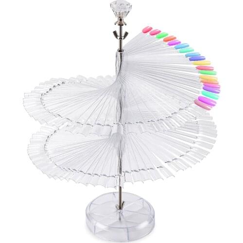 120pcs False Nails Display Stand Spiral Fan Nail Board Tips Salon Manicure Showing Shelf Practice Tools Holder Nail Art