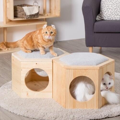 Solid Wood Cat Litter, Cat House, Coffee Table, Stool, Shoe Changing Stool, Small Cat Villa, Removable And Washable