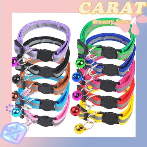 10 Colors Adjustable Cats Bells Collars Nylon Buckles Fashion Reflective Pet Collar Cat Head Pattern Supplies For Accessories