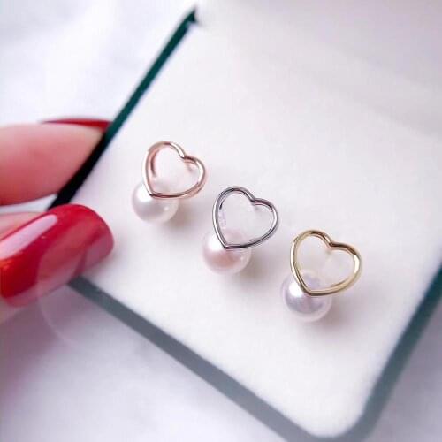 925 Sterling Silver Heart Shape Earrings Mountings Jewelry Parts Fittings Womens Accessories for Pearls Beads Stones Agate Jade