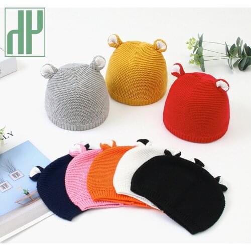 Hot Sale Baby Cute Knitted Hat Cotton 8 Color Style Casual Cap For Newborn Baby Girls Boys Two Small Ears Babies Warm Soft Hat