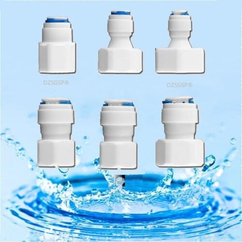 Reverse Osmosis RO Water System Fitting 1/4" 3/8" Inch 8mm OD Hose Tube 1/4" 1/2" 3/4" 1/8" Female Plastic Pipe Quick Connectors