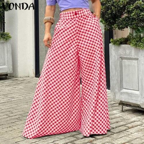 VONDA Women's Plaid Trousers