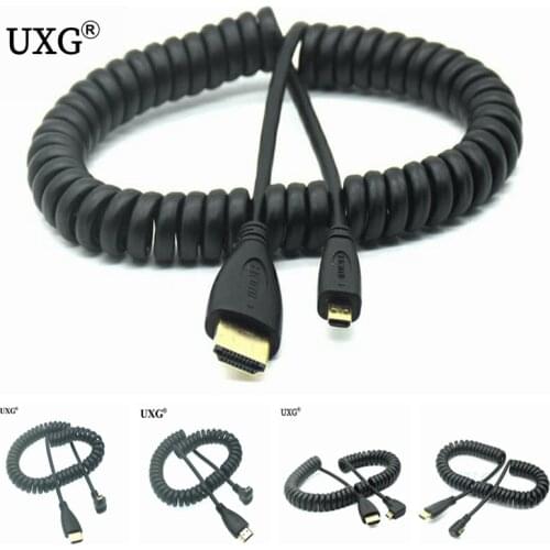 High-Speed Spring Micro HD-to HDMI-compatible Gold-Plated Supports Ethernet 4K Audio Return Cabo For SLR Camera HDTV XBox Tablet
