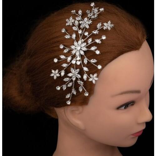 Women Bride Hair Ornaments HADIYANA Color Pearl Crystal Wedding Hair Combs Hair Accessories for Bridal Flower Headpiece BC5733