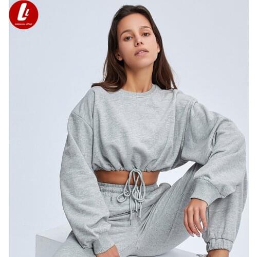 Womens Drawstring Sports Set Sweatshirt Pullover Hoodie Pants Set 2021 Home Sweatpants Pants Set Pure Color Casual Sportswear