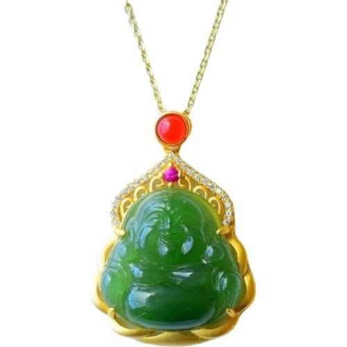 Certified Vintage Silver Jade Necklace S925 Sterling Silver Jade Jasper Necklace for Women Jewelry