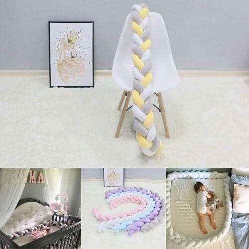 1-3M Length Baby Bed Bumper 4 Braids Baby Bed Decor Pure Weaving Plush Knot Crib Bumper Protector Infant Room Decor