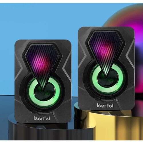 1 Pair USB Wired Computer Speakers Bass Stereo Subwoofer Colorful LED Light PC Gaming Speaker For Laptop Smartphones MP3