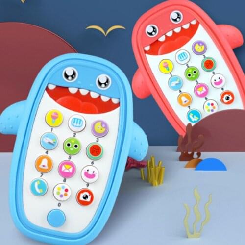 1PC Baby Rattle Bed Toy English Baby Toddler Kids Music Stroller Cartoon Mobile Children Shark Phone Months 0-12