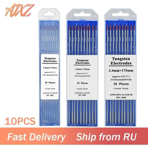 AIXZ 10PCS Tungsten Electrode Tig Welding Tungsten Electrodes 1.0/1.6/2.4mm Thoriated Welding Electrode For Tig Welder Machine