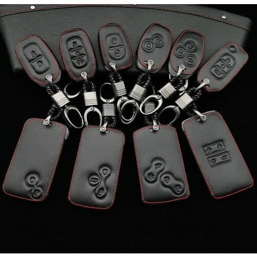100% Leather Car Key Case For Renault Clio Login Megane Smart Key Cover 2 3 Koleos Landscape Key Card Bag Protective Shell