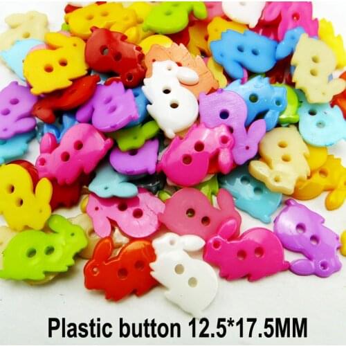 100PCS Dyed Plastic Rabbit Buttons Fits Coat Boots Sewing Clothes Accessory Cartoons Button P-194