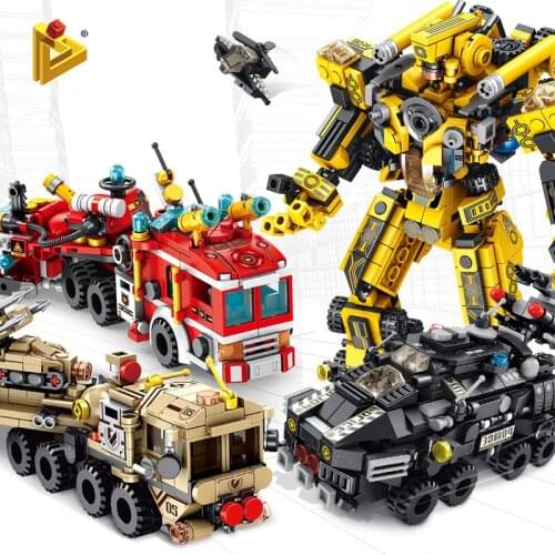 12 In 1 Deformation Robot Transformation Engineering Vehicle Military Blocks Kit Education Puzzle Toys Kids Gifts