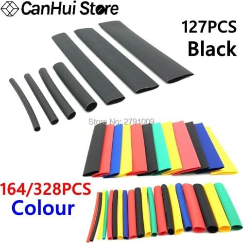 127/164/328Pcs/pack Polyolefin Assorted Heat Shrink Tubing Insulation Shrinkable Tube Wrap Wire Cable