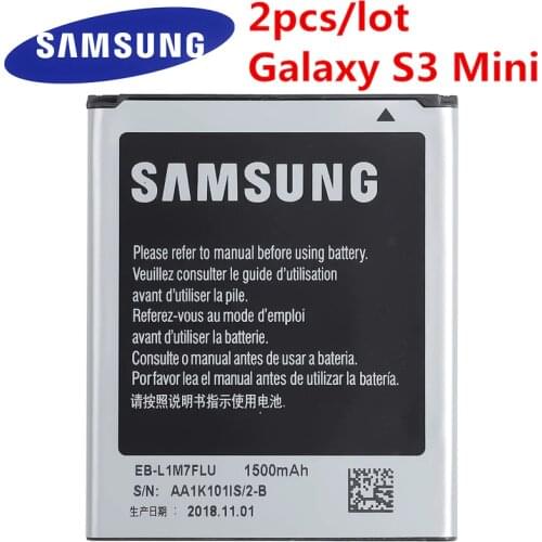 2pcs/lot NEW Original Samsung Replacement Battery for Galaxy S3 mini i8160 i8190 i8200 1500mAh EB-F1M7FLU GT-S762 GT S762