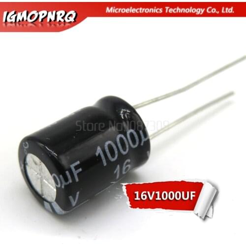 20pcs 16V1000UF 10*13mm 1000UF 16V 10*13 Electrolytic capacitor new original
