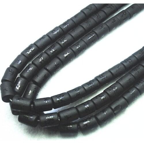 27PCS Black Glass Beads With Dragon Drawing Drum Shape 10x14MM For Lovely Women Jewelry Findings Fancy DIY Craft Items