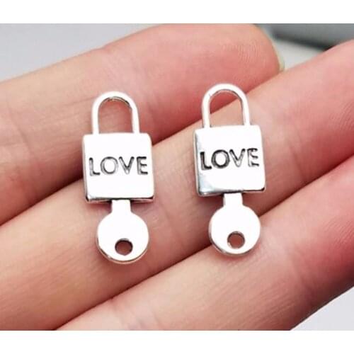 30pcs/lot--24x10mm, key unlock lock cham,Antique silver plated love lock connector charms,DIY supplies,Jewelry accessories