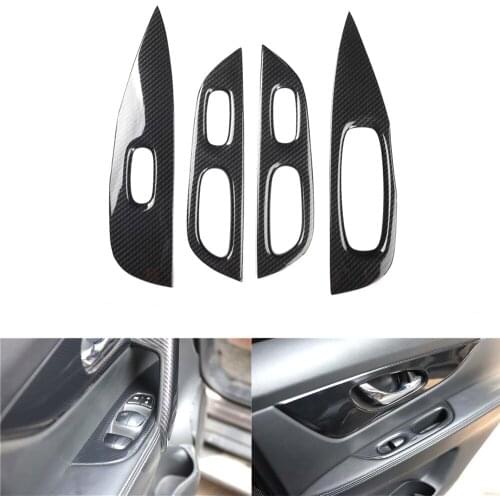 4Pcs/set Car Door Armrest Window Lift Switch Cover Stickers For Nissan X-TRAIL 2017 2018 2019 2020 LHD Interior Car Styling Trim