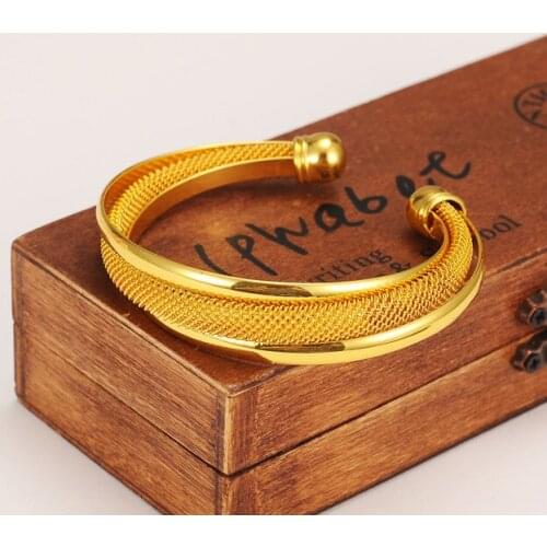 4PCMesh Bangle for Women men Gold Color Bracelets Jewelry Bendable Accessory Arab bracelet bangle charms Middle East gift Muslim