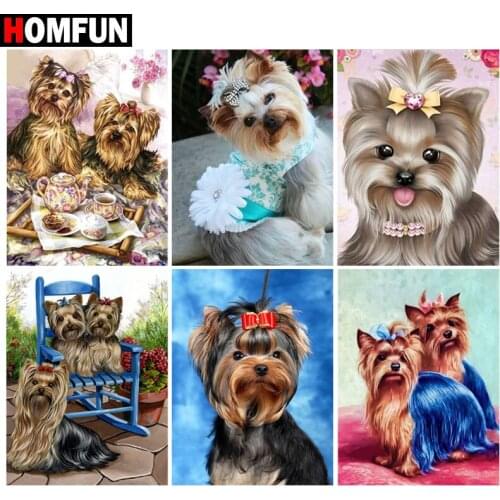 HOMFUN 5d Diamond Painting Full Square/Round ‘’Dog animal" Picture Of Rhinestone DIY Diamond Embroidery Home Decor