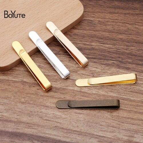 BoYuTe (10 Pieces/Lot) 51*7.2MM Metal Brass Plain Tie Clips Diy Hand Made Mens Clothing Accessories Wholesale