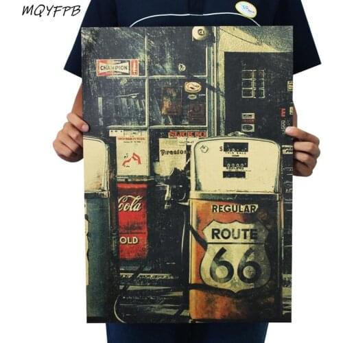 Gas Station 66 Retro Paper Poster Interior Decoration Paint 50.5x35cm