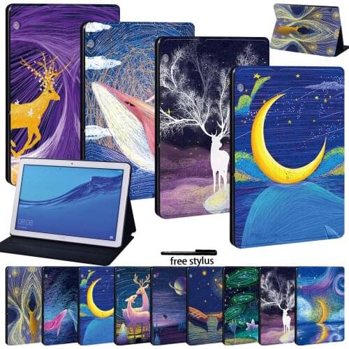 Slim Leather Stand Cover for Huawei MediaPad T3 8.0/T3 10 9.6 inch/T5 10 10.1" Shockproof CaseTablet Case Protective Shell+Pen