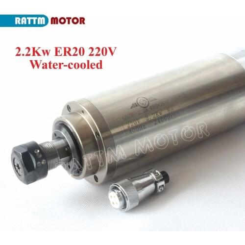 2.2KW WATER-COOLED CNC SPINDLE MOTOR 80x213mm ER20 220V 3 Bearings 220V 24000rpm for CNC Router ENGRAVING MILLING GRIND