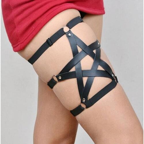 Harajuku Gothic Rave Holographic Fetish Leg Belt Elastic Adjustable Harness Cage Body Bondage Stocking Suspender Women Straps