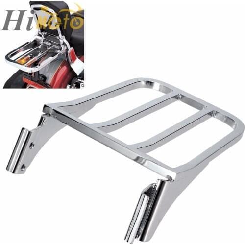 Chrome Sissy Bar Backrest Luggage Rack Rear Carrier Shelf For Harley Sportster XL1200 XL883 Dyna Low Rider Heritage Softail