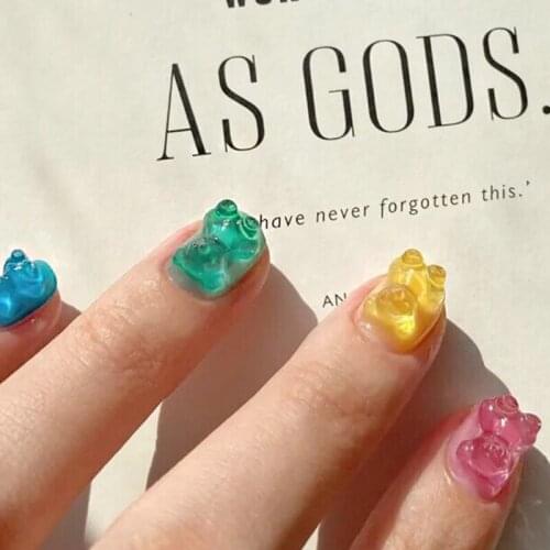 Crystal Epoxy Resin Mold Nail Carving 3D Bear Silicone Mould DIY Crafts Stamping Plate Nails Stencils Manicure Tools D5QB