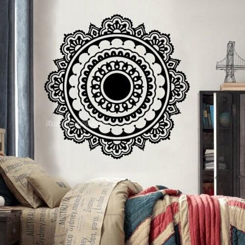 Exquisite Buddhist India Mandala Wall Sticker For Living Room Bedroom Mural Mandala Vinyl Wall Decal Home Decor Wallpaper LL2717