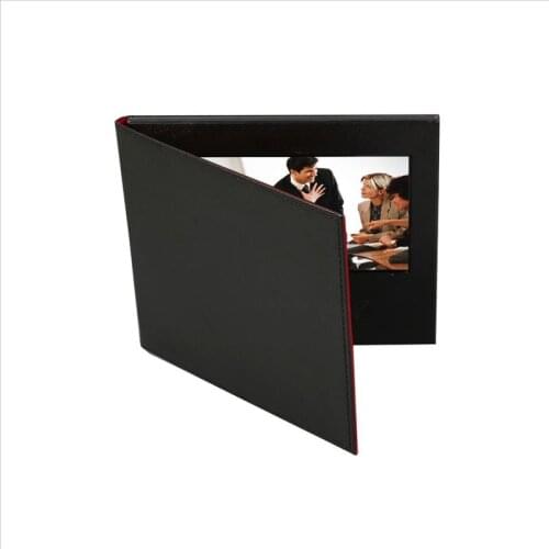 A5 size leather 7inch lcd screen hd video Brochure Universal Video Greeting Cards watching booklet for Advertising busines