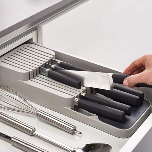 Creative Plastic Knife Block Holder Drawer Knives Forks Spoons Storage Rack Knife Stand Cabinet Tray Kitchen Cultery Organizer
