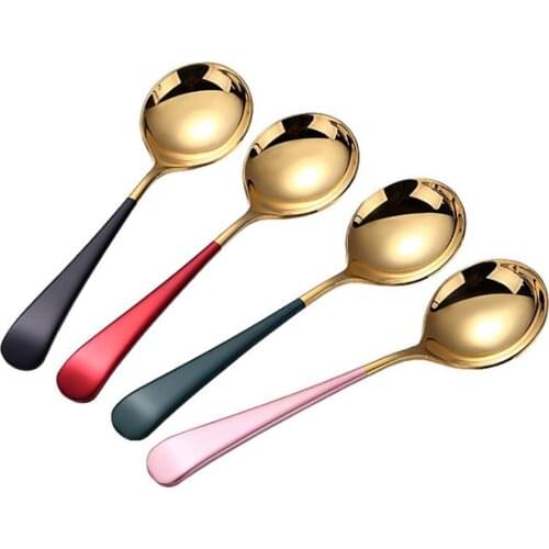 1Pcs 304 stainless steel Korean Rice spoon, Creative net red spoon, Spoon Soup spoon, Cute round Spoon for children to eat Spoon