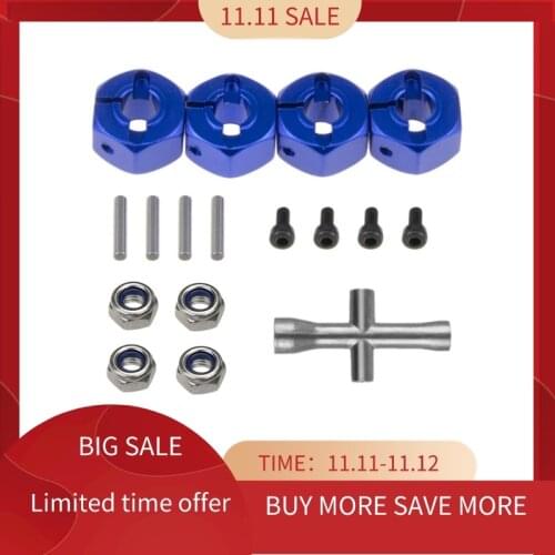 Metal 12mm Hex Wheel Hub Adapter M4 Flanged Lock Nut Cross Wrench for Traxxas 1/10 Slash 4X4 VXL 2WD Rustler RC Car