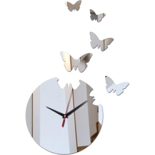 Top fashion 3d wall clock safe Modern home decor diy crystal real mirror clocks Living Room kids art watch